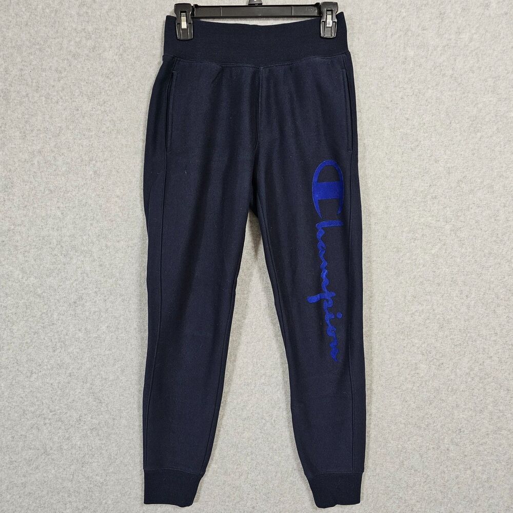 Champion Joggers XS Womens Navy Fleece Lined Pull On Logo Sweats